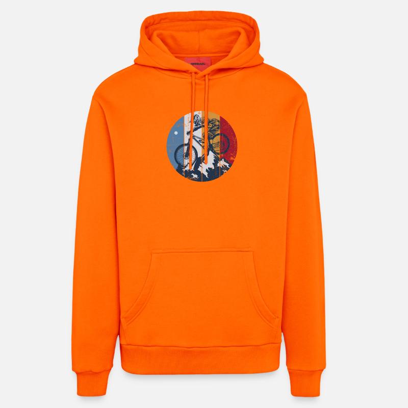 Graphique du cercle Ridge MTB - Sweat à capuche bio décontracté fabriqué en UE - SUNSET ORANGE