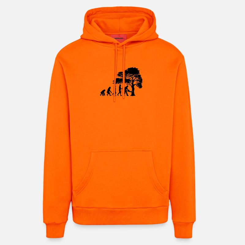 Lumberjack Tree Evolution sciure de bois - Sweat à capuche bio décontracté fabriqué en UE - SUNSET ORANGE