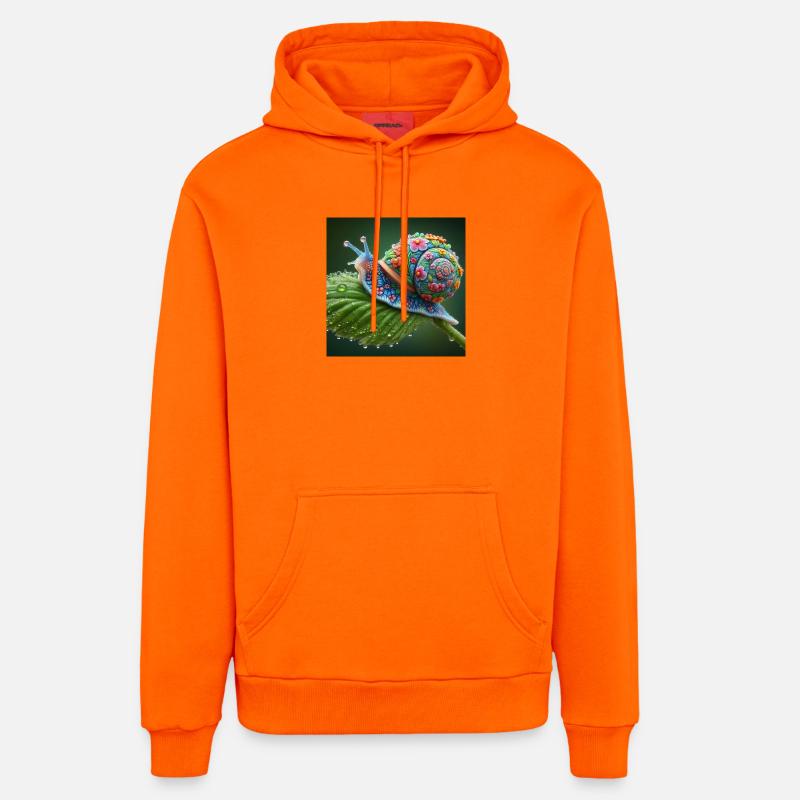 Escargot en fleurs - Sweat à capuche bio décontracté fabriqué en UE - SUNSET ORANGE