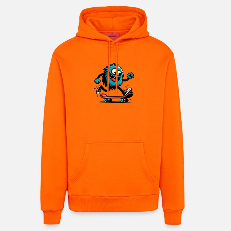 extraterrestre martien extraterrestre sur skateboard - Sweat à capuche bio décontracté fabriqué en UE - SUNSET ORANGE