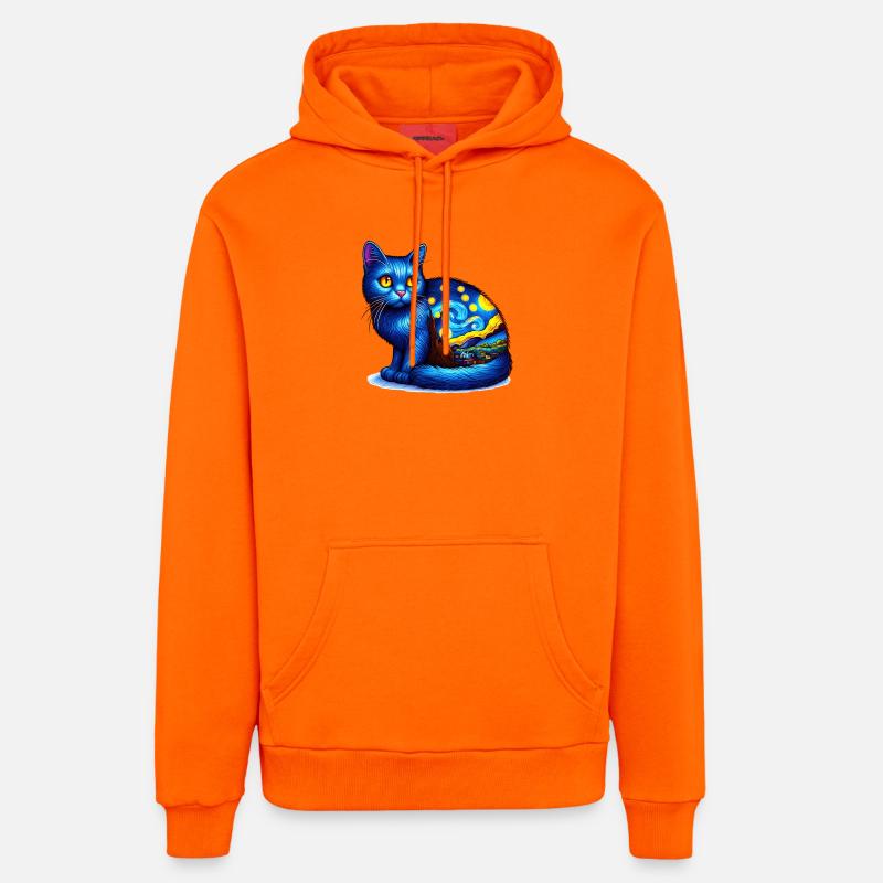 Chat - Sweat à capuche bio décontracté fabriqué en UE - SUNSET ORANGE