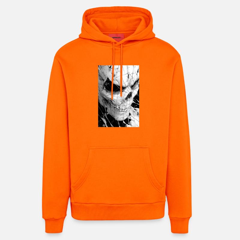Skull Net Noir & Blanc - Sweat à capuche bio décontracté fabriqué en UE - SUNSET ORANGE