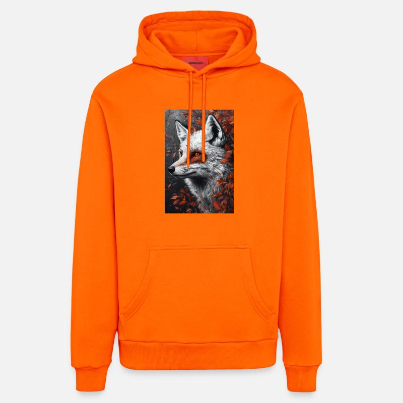 Portrait d’automne du renard avec œil rouge - Sweat à capuche bio décontracté fabriqué en UE - SUNSET ORANGE