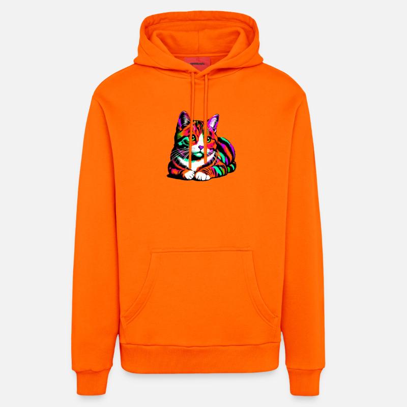 Chat - Sweat à capuche bio décontracté fabriqué en UE - SUNSET ORANGE