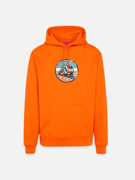 E-Lok mit Güterzug - Organic Relaxed Hoodie Made in EU - SUNSET ORANGE