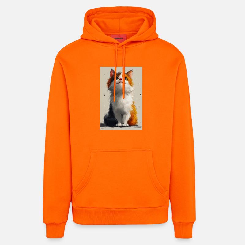Poster Illustration de Chat mignon - Sweat à capuche bio décontracté fabriqué en UE - SUNSET ORANGE