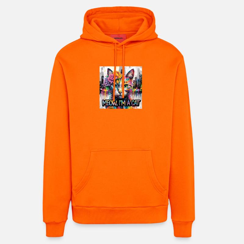 Chat astucieux Version 2 - Sweat à capuche bio décontracté fabriqué en UE - SUNSET ORANGE