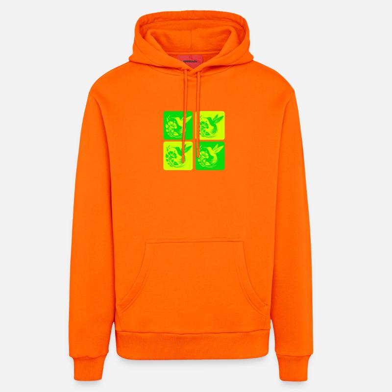 Colibri et fleur – Nature Design - Sweat à capuche bio décontracté fabriqué en UE - SUNSET ORANGE