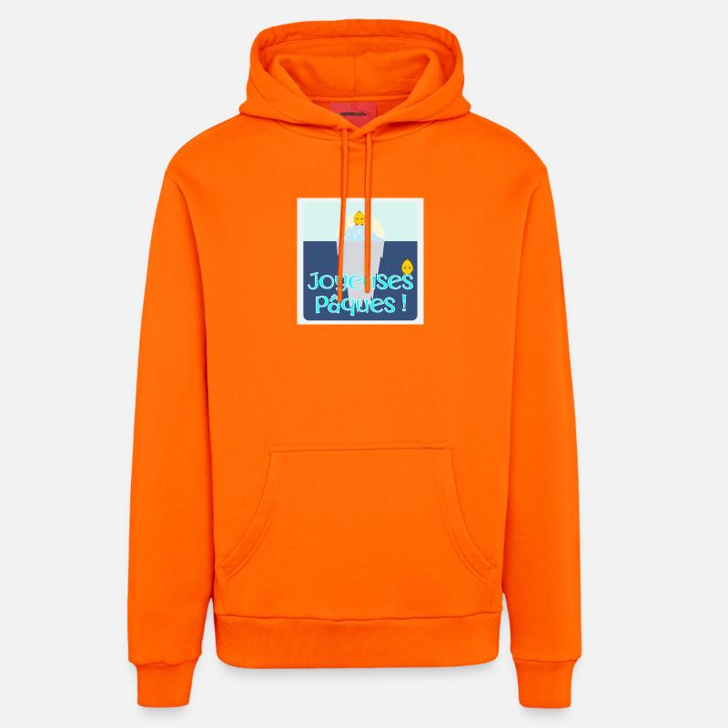 POULES POULETS - Joyeuses Pâques - Sweat à capuche bio décontracté fabriqué en UE - SUNSET ORANGE