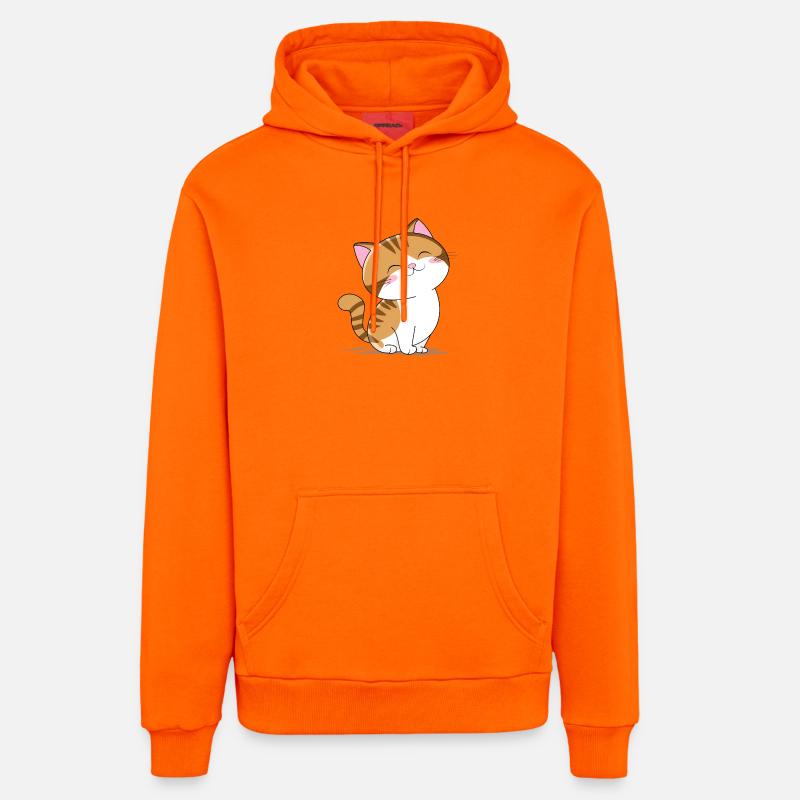 Petit chat mignon - Sweat à capuche bio décontracté fabriqué en UE - SUNSET ORANGE