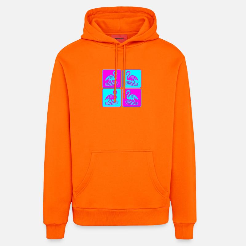 Flamant rose Vagues Pop Art - Sweat à capuche bio décontracté fabriqué en UE - SUNSET ORANGE