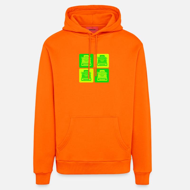 Conception de machine à écrire - Sweat à capuche bio décontracté fabriqué en UE - SUNSET ORANGE