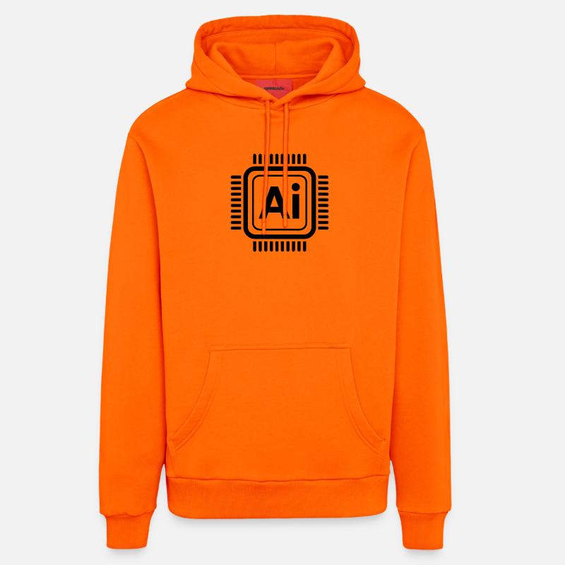 Puce AI - Conception technologique cool - Sweat à capuche bio décontracté fabriqué en UE - SUNSET ORANGE
