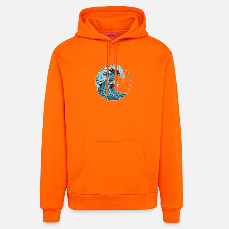 Illustration d’art de vague dynamique - Sweat à capuche bio décontracté fabriqué en UE - SUNSET ORANGE