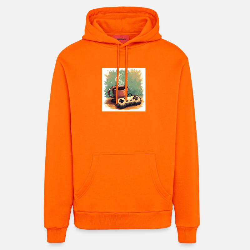 Caféine et campagnes - Sweat à capuche bio décontracté fabriqué en UE - SUNSET ORANGE