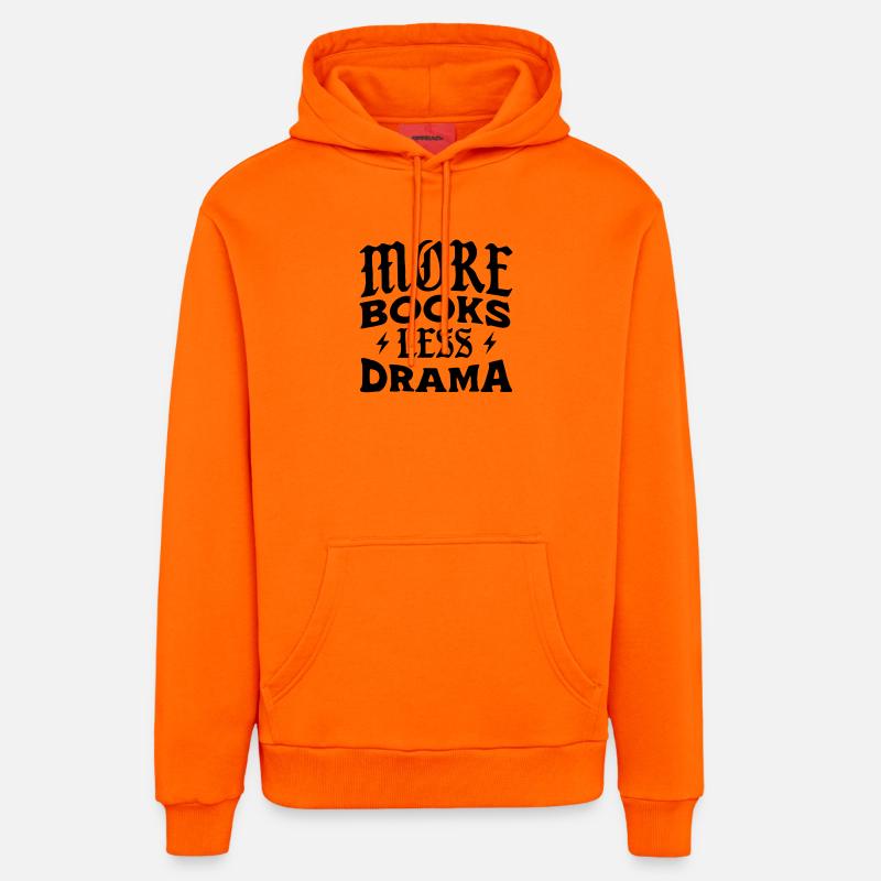 Plus de livres, moins de drame - Sweat à capuche bio décontracté fabriqué en UE - SUNSET ORANGE