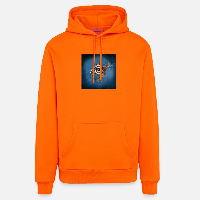 Oeil Steampunk avec engrenages - Sweat à capuche bio décontracté fabriqué en UE - SUNSET ORANGE