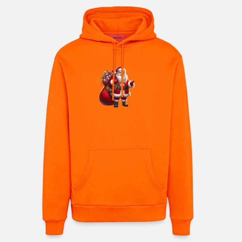 Père Noël avec sac cadeau - Sweat à capuche bio décontracté fabriqué en UE - SUNSET ORANGE
