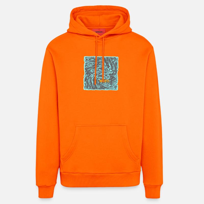 Wave flow neon pattern surf - Organic Relaxed Hoodie Made in EU - SUNSET ORANGE