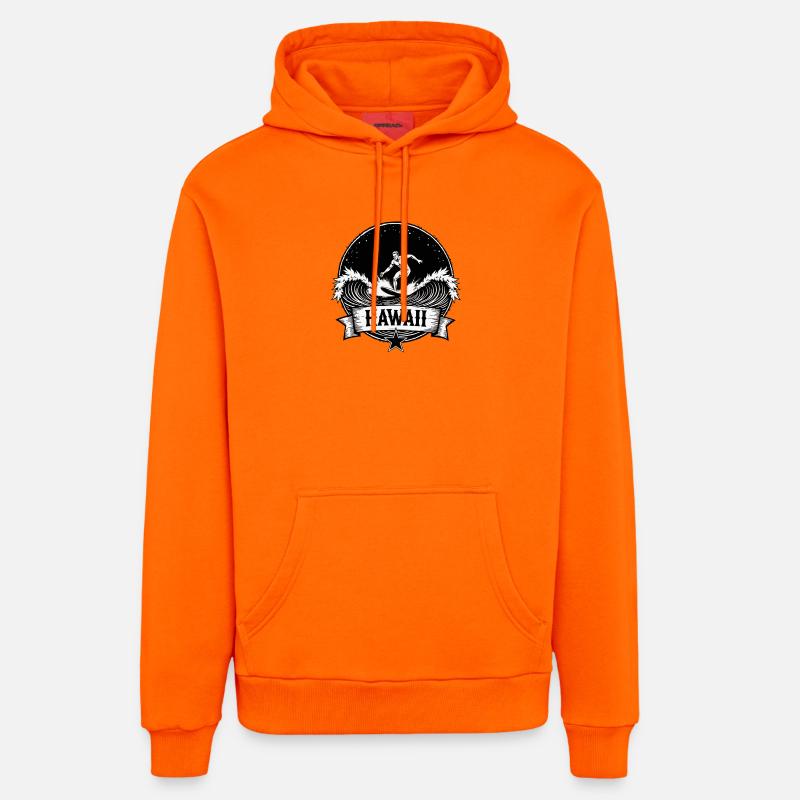 Hawaii Surfer Surfer sur Pacific Wave - Sweat à capuche bio décontracté fabriqué en UE - SUNSET ORANGE