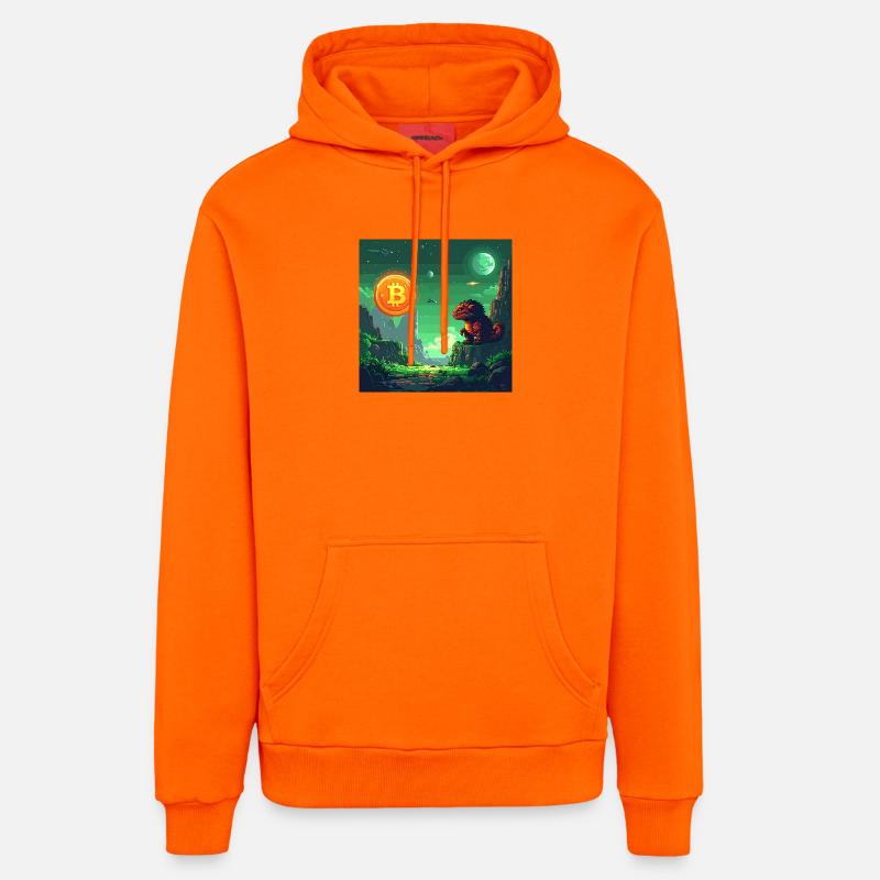 Odyssée Bitcoin dans l’espace - Sweat à capuche bio décontracté fabriqué en UE - SUNSET ORANGE