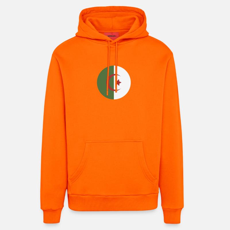 Drapeau rond d’Algérie - Sweat à capuche bio décontracté fabriqué en UE - SUNSET ORANGE
