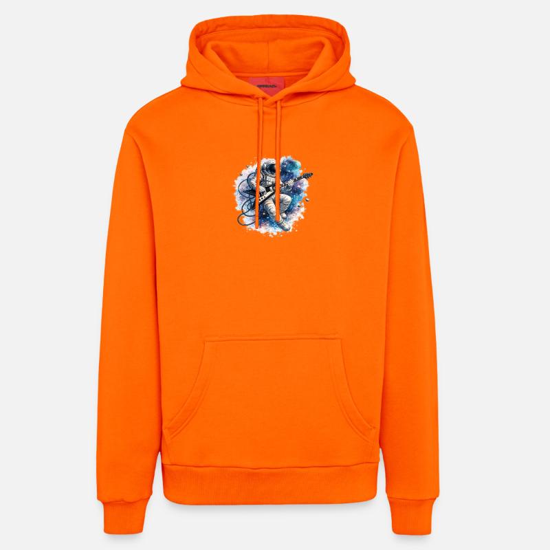Guitare d’astronaute dans l’aquarelle spatiale - Sweat à capuche bio décontracté fabriqué en UE - SUNSET ORANGE