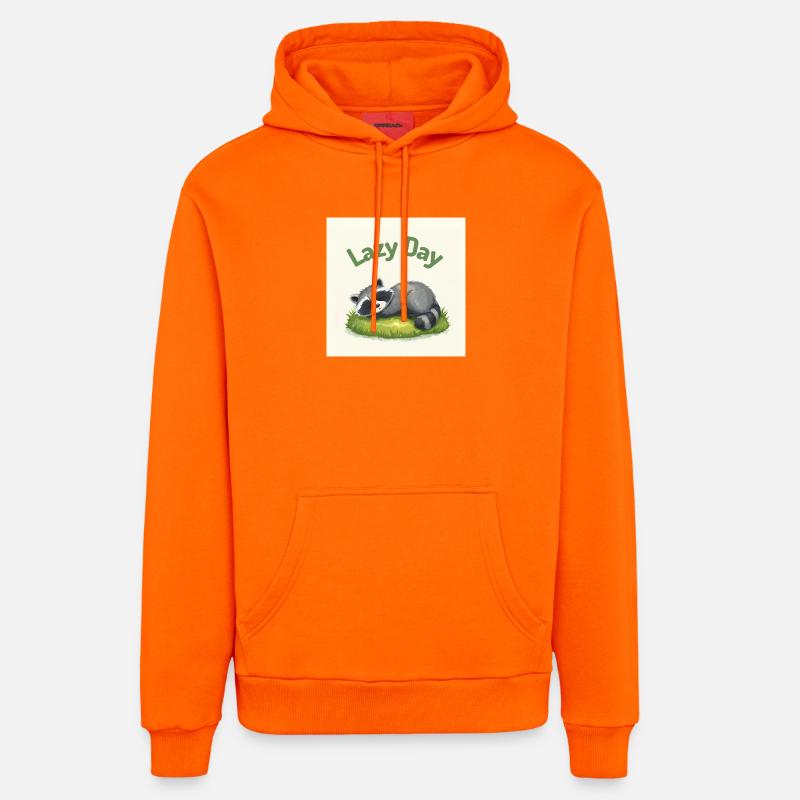 Raton Laveur au Repos - Sweat à capuche bio décontracté fabriqué en UE - SUNSET ORANGE