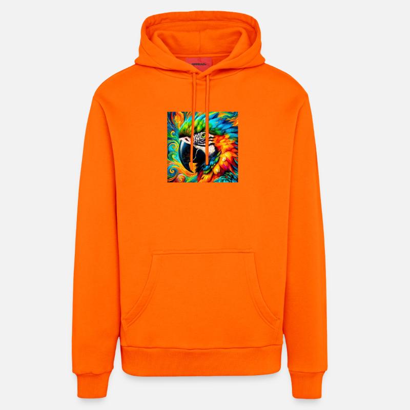 perroquet - Sweat à capuche bio décontracté fabriqué en UE - SUNSET ORANGE