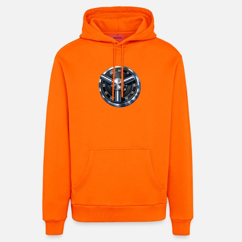 Conception de cadran sécurisé de sécurité - Sweat à capuche bio décontracté fabriqué en UE - SUNSET ORANGE