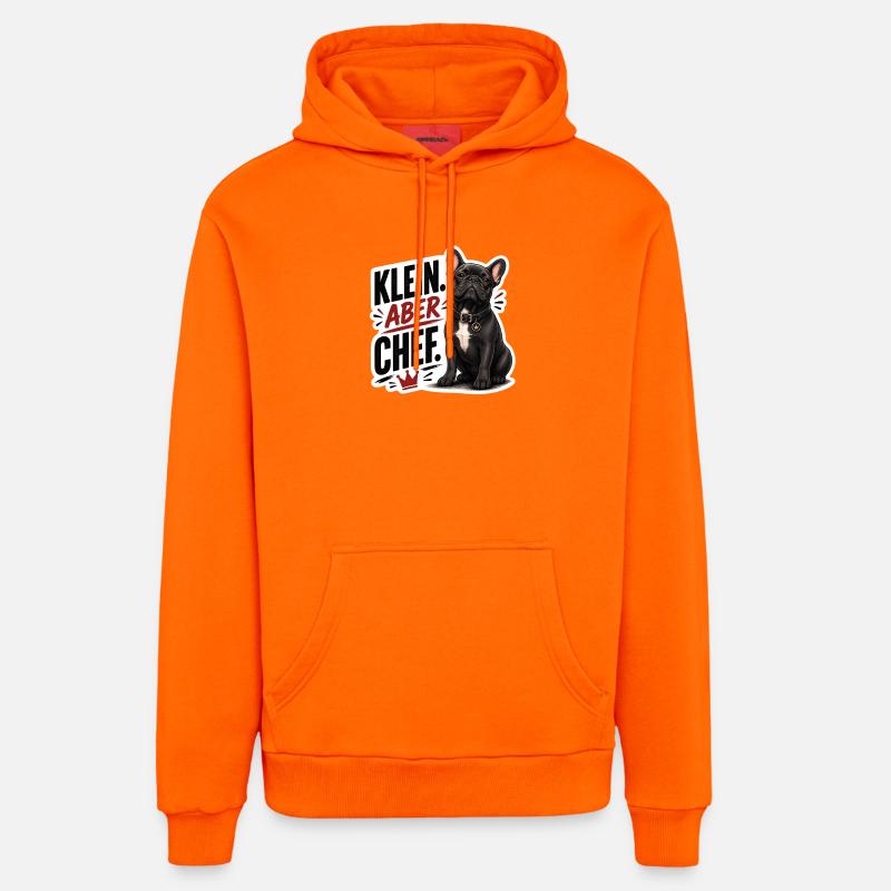 Frenchie – Klein aber Chef Bully - Organic Relaxed Hoodie Made in EU - SUNSET ORANGE