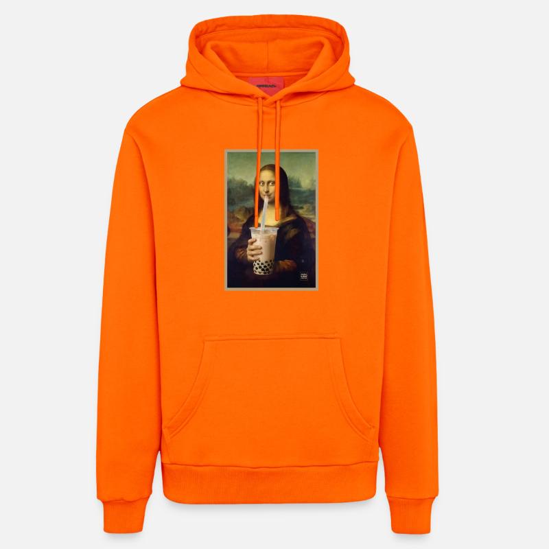 Mona Sip Bubble Tea Portrait - Sweat à capuche bio décontracté fabriqué en UE - SUNSET ORANGE