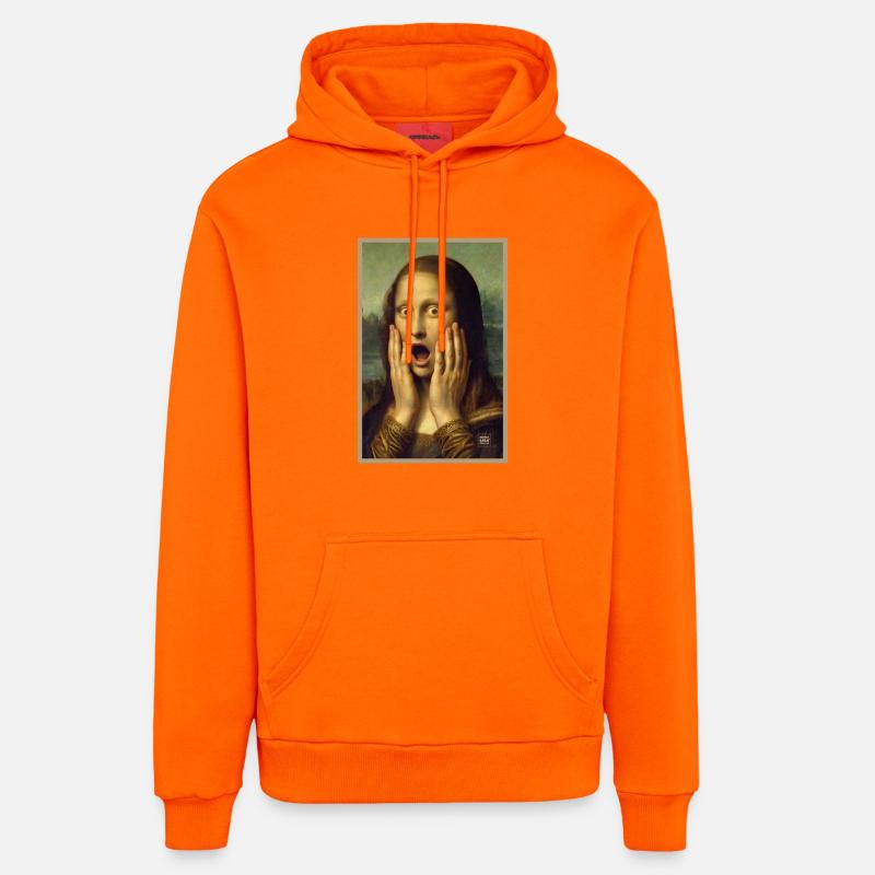 Choquée, surprise Mona Lisa - Sweat à capuche bio décontracté fabriqué en UE - SUNSET ORANGE