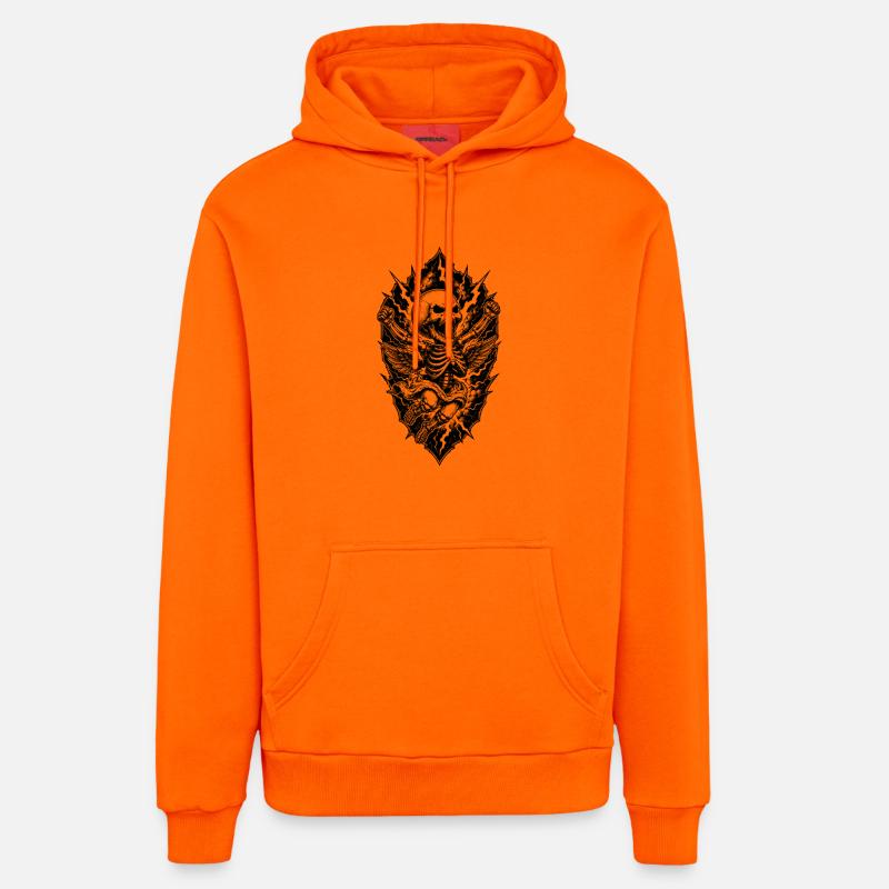 Ange squelette avec motif gothique éclair - Sweat à capuche bio décontracté fabriqué en UE - SUNSET ORANGE