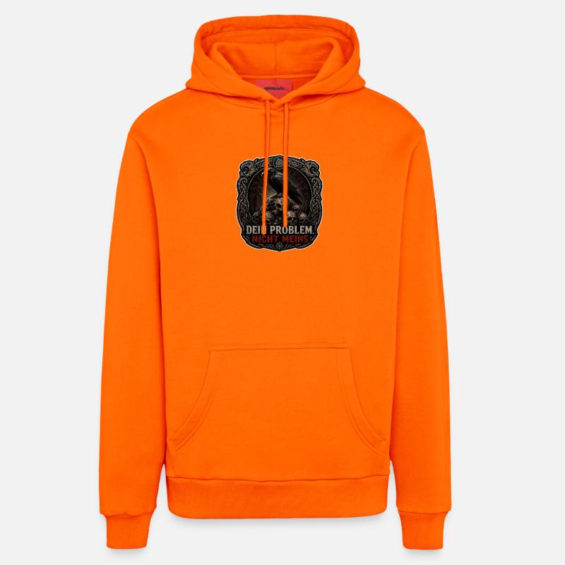 Dein Problem Nicht Meins Gothic Patch - Organic Relaxed Hoodie Made in EU - SUNSET ORANGE