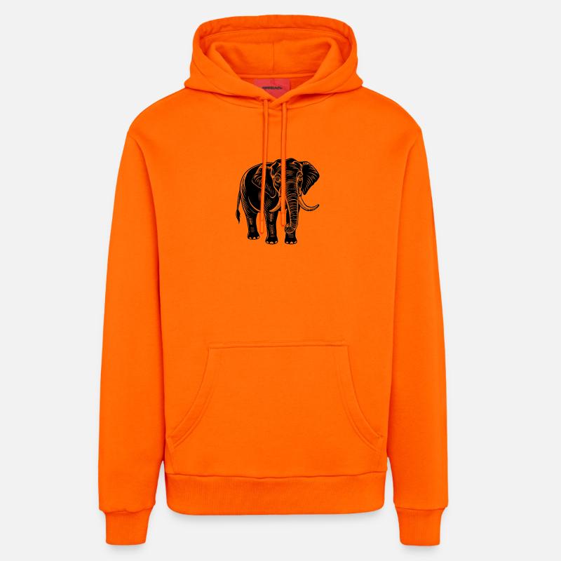 Éléphant - Sweat à capuche bio décontracté fabriqué en UE - SUNSET ORANGE