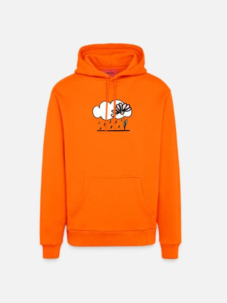 Flower in the rain - Organic Relaxed Hoodie Made in EU - SUNSET ORANGE