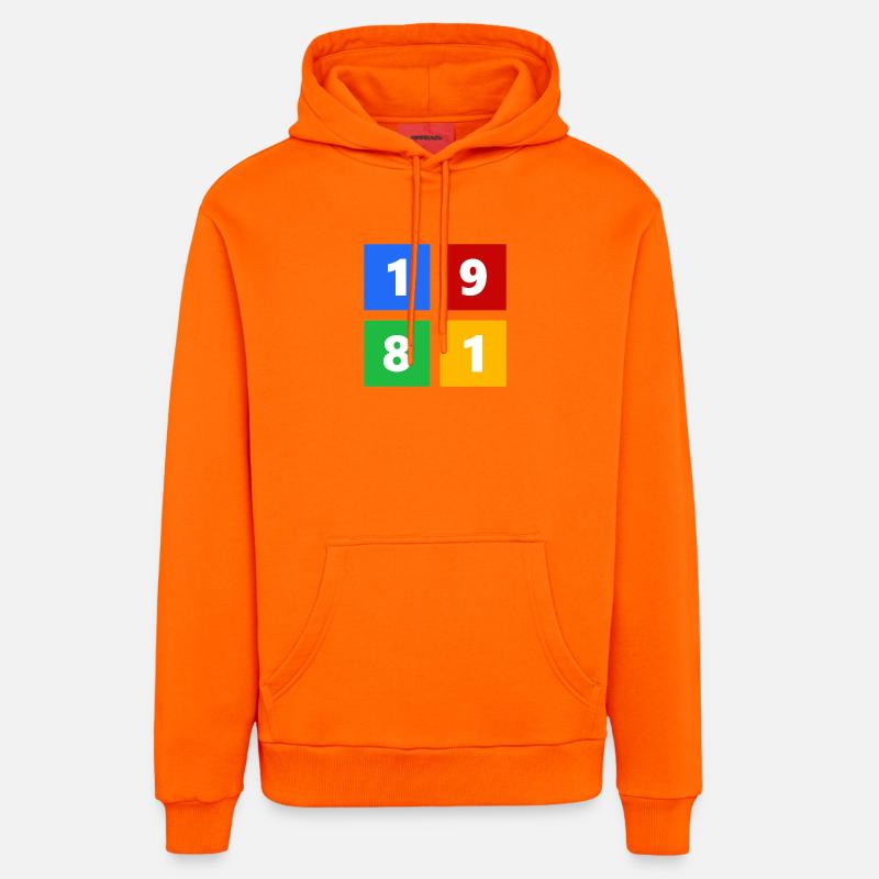 1981 - Sweat à capuche bio décontracté fabriqué en UE - SUNSET ORANGE