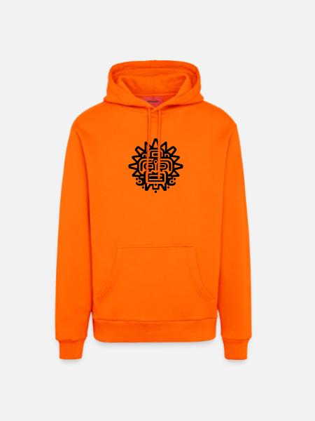 Aztec sun - Organic Relaxed Hoodie Made in EU - SUNSET ORANGE