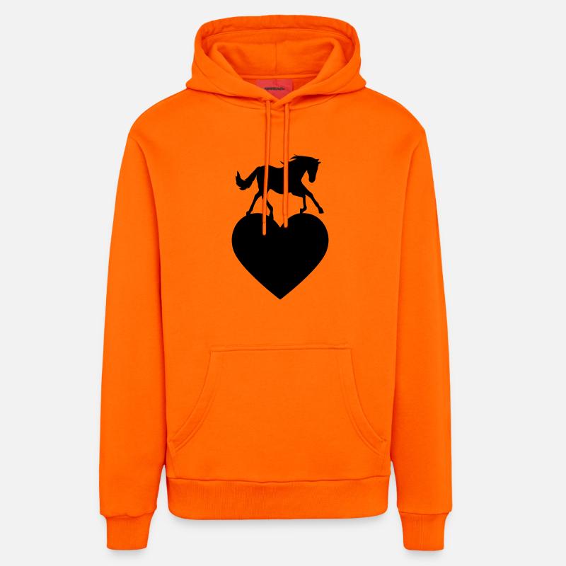 Cheval avec coeur - Sweat à capuche bio décontracté fabriqué en UE - SUNSET ORANGE