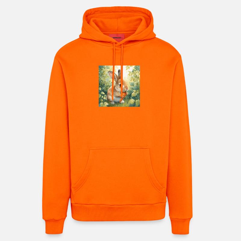 Petit lapin mignon - Sweat à capuche bio décontracté fabriqué en UE - SUNSET ORANGE
