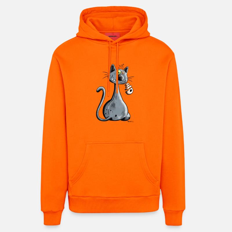 Chat - Sweat à capuche bio décontracté fabriqué en UE - SUNSET ORANGE
