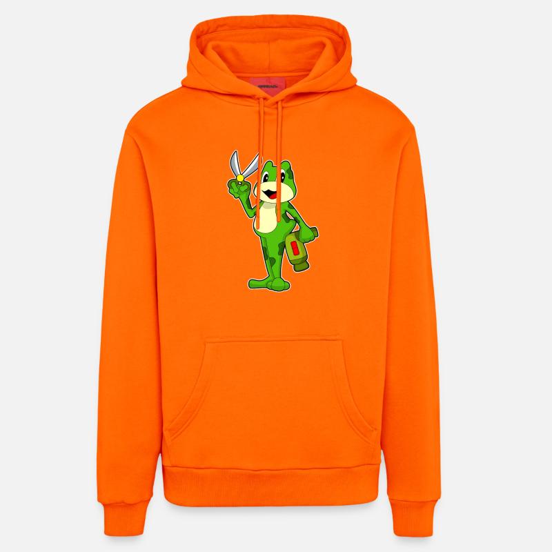 Grenouille Coiffeur Ciseaux Sèche-cheveux - Sweat à capuche bio décontracté fabriqué en UE - SUNSET ORANGE