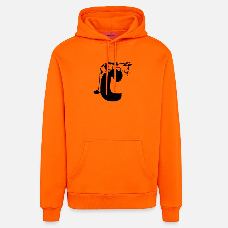 Lettre C du chat - Sweat à capuche bio décontracté fabriqué en UE - SUNSET ORANGE
