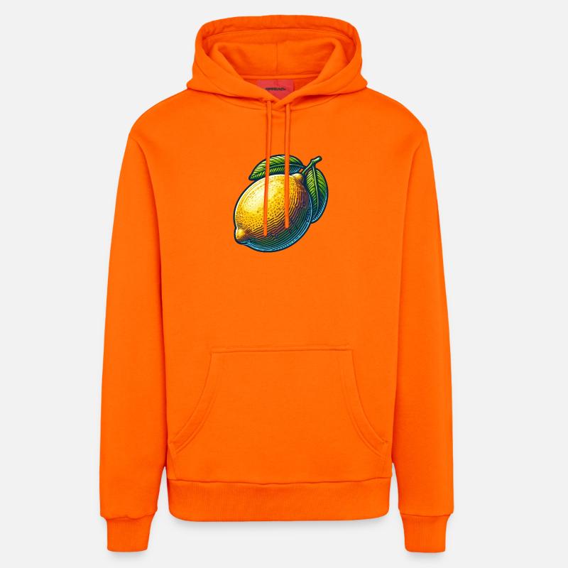 Citron éclatant et feuilles vertes - Sweat à capuche bio décontracté fabriqué en UE - SUNSET ORANGE