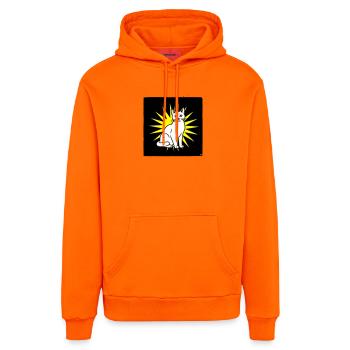 Coole Katze im Pop Art & Punk Rock Stil - Organic Relaxed Hoodie Made in EU - SUNSET ORANGE - Vorne