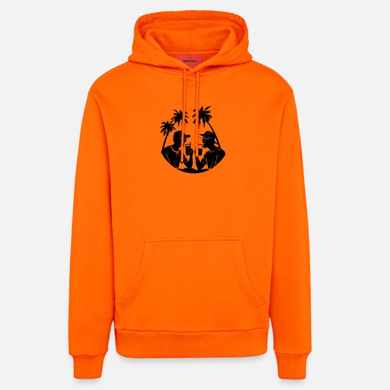 Silhouette de fête de palmiers - Sweat à capuche bio décontracté fabriqué en UE - SUNSET ORANGE