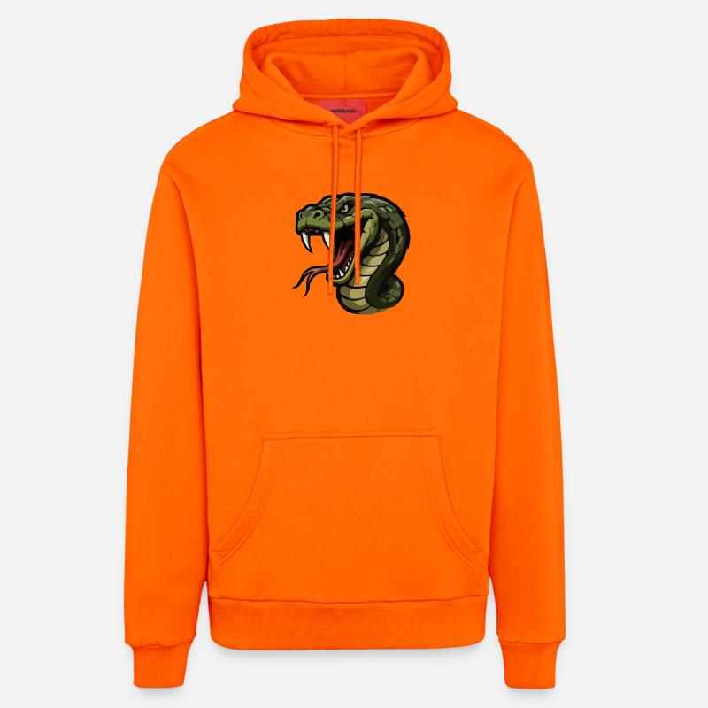 Caricature de Cobra Head - Sweat à capuche bio décontracté fabriqué en UE - SUNSET ORANGE