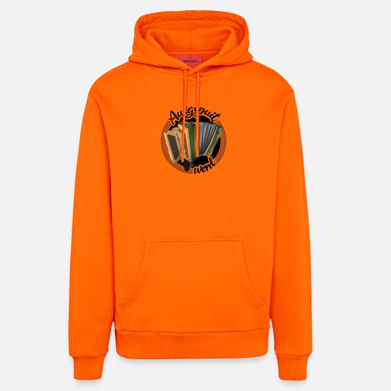 Harmonica - Aufgspuit werd | ZiachON ! - Sweat à capuche bio décontracté fabriqué en UE - SUNSET ORANGE