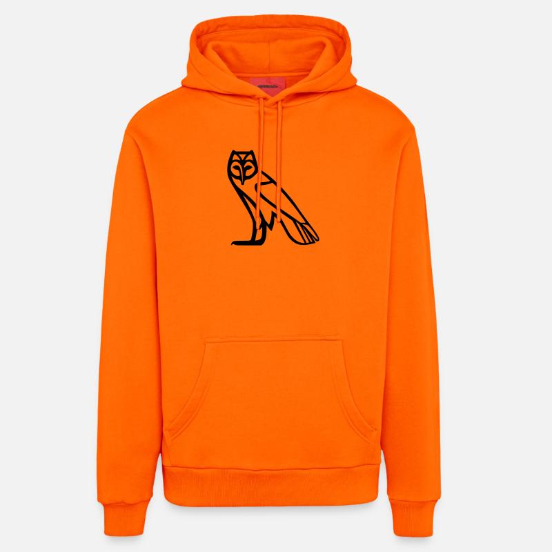 Hiéroglyphe de hibou - Sweat à capuche bio décontracté fabriqué en UE - SUNSET ORANGE